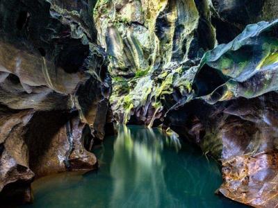 A clear stream between the canyons of Cunca Wulang