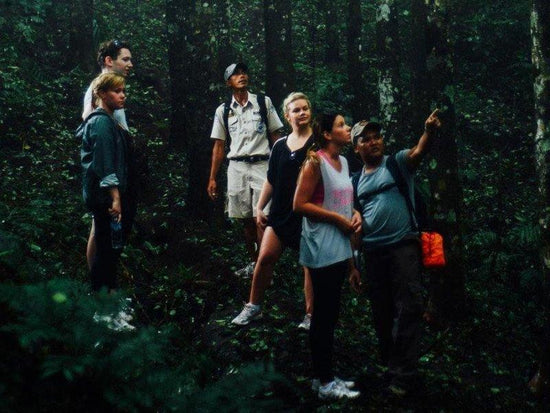 A guide explaining ecosystem of rainforest to the tourists in Bedugul