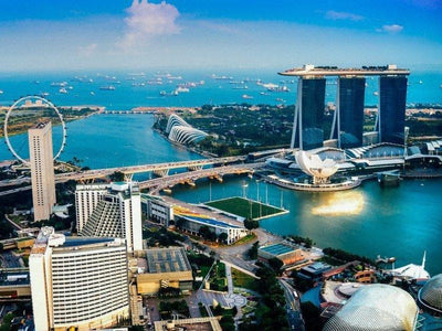 Aerial view around Marina Bay Sands in Singapore