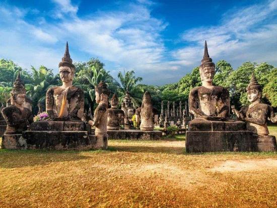 Buddha statues in a park at Vientiane