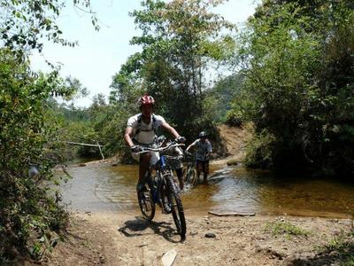 Dalat Outdoor Cycling Adventure crossing stream