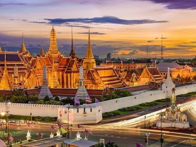 Grand Palace of Bangkok illuminated by lights