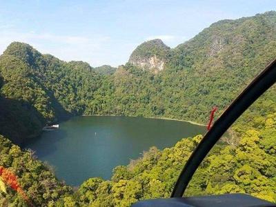 Helicopter viewing a lake in Langkawi Island