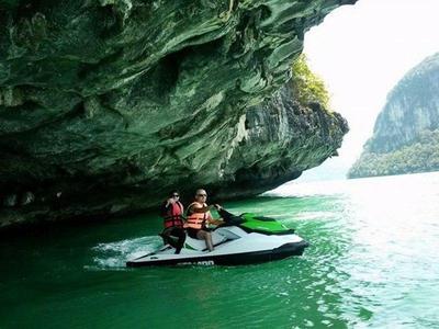 Jetski through sea caves in Langkawi