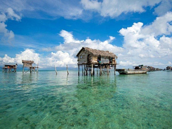 Mabul Island with Bajau Laut houses built in water