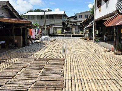 Outisde the Annah Rais Longhouse in Sarawak