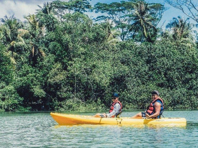 Tourists kayaking on Ketam Island