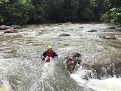 Tourists tubing at Kampar River