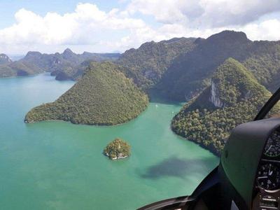 Viewing Langkawi Island from a helicopter