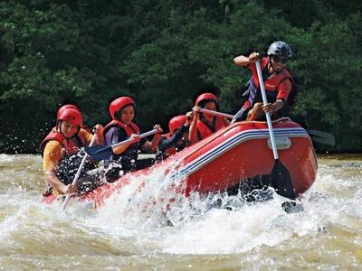 White water rafting at river in Pahang