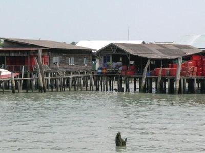 Wooden stilted house at Ketam Island